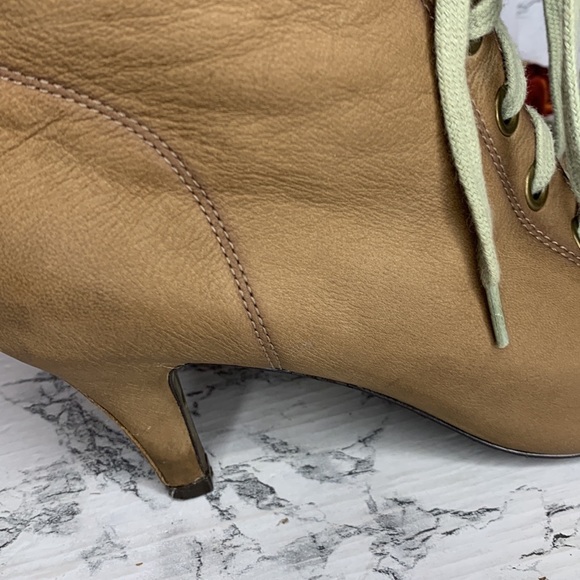 Ash Iggy Lace Up Peep Toe Tan Leather Ankle Booties - Picture 11 of 14